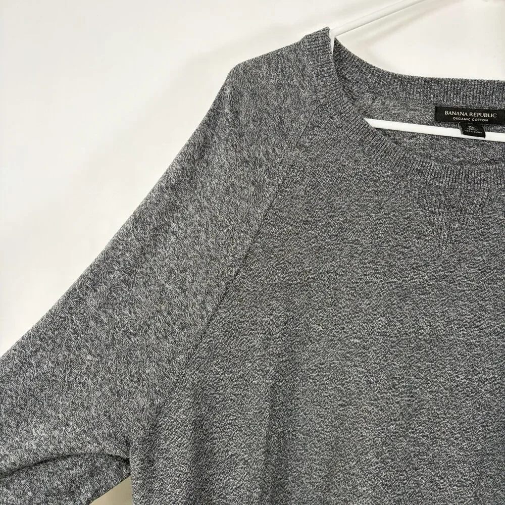 Banana Republic Organic Cotton Crewneck Sweater Mens Size XL Gray Pullover